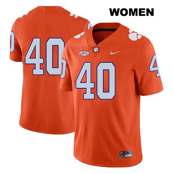 Women's Clemson Tigers #40 Greg Williams Stitched Orange Legend Authentic Nike No Name NCAA College Football Jersey WHD7446RX